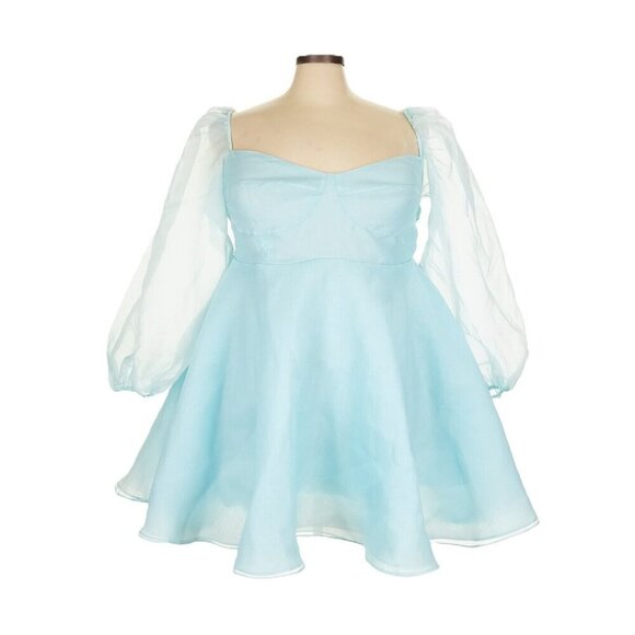 NWT Selkie Princess in Misty Blue Puff-Sleeve Mini Dress 4X